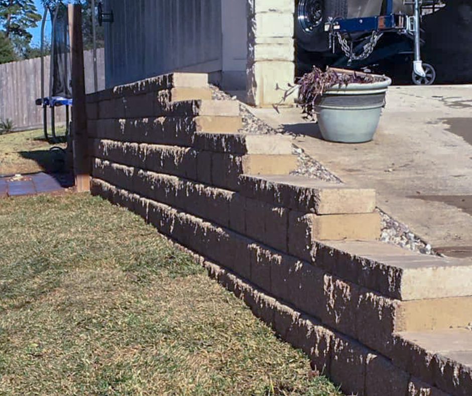 Retaining Wall Drainage: During Construction, showcasing the drainage system installation