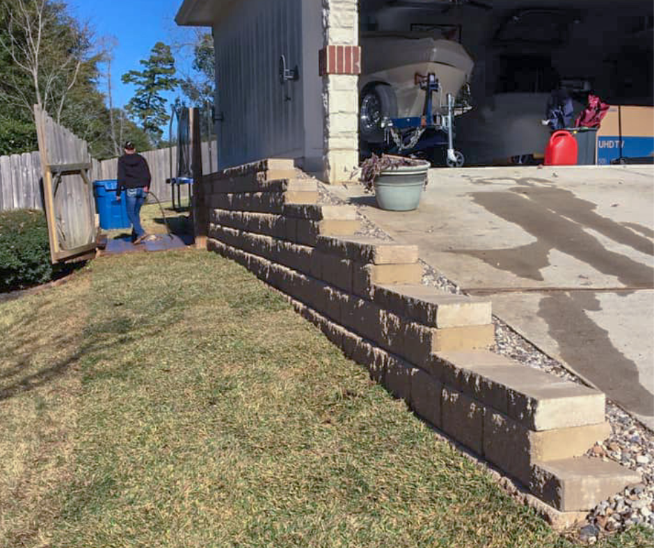 Retaining Wall Drainage: After Image, demonstrating improved drainage and stability