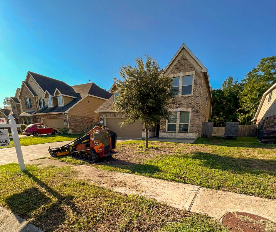 Lawn Revival: Before Image, showcasing a neglected and overgrown lawn